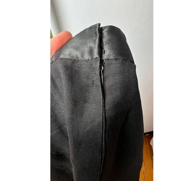 VTG Valentino Miss V Black Linen Skirt with Satin Waist Sz. 46 (US 16) - Picture 8 of 8